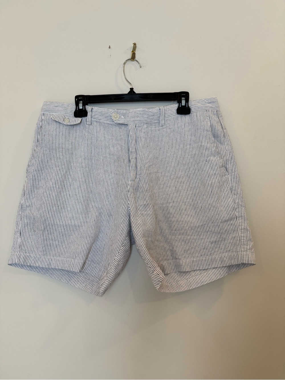 Men's Blue & White Linen Shorts